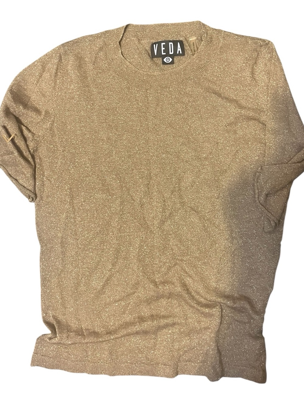 Veda Metallic Gold Short Sleeve Crewneck Tee